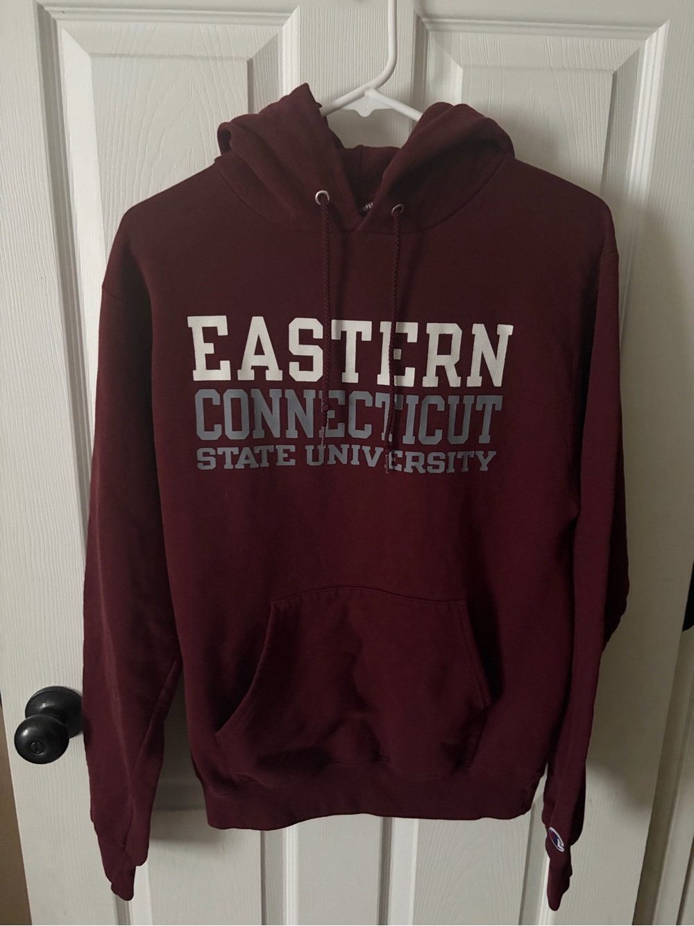 Eastern Connecticut State University Maroon Champion Hooded Sweatshirt Adult S